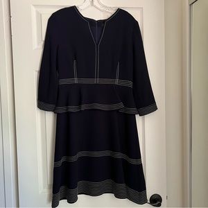 BANANA REPUBLIC Navy (blue) pablum dress with white stitches